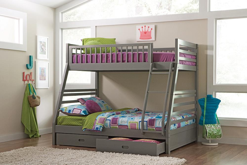 Ashton Grey Twin-over-Full Bunk Bed - Eclectic 79 Furniture Store