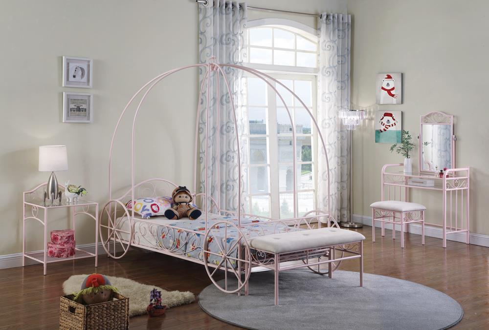 Massi Pink Twin Canopy Bed - Eclectic 79 Furniture Store