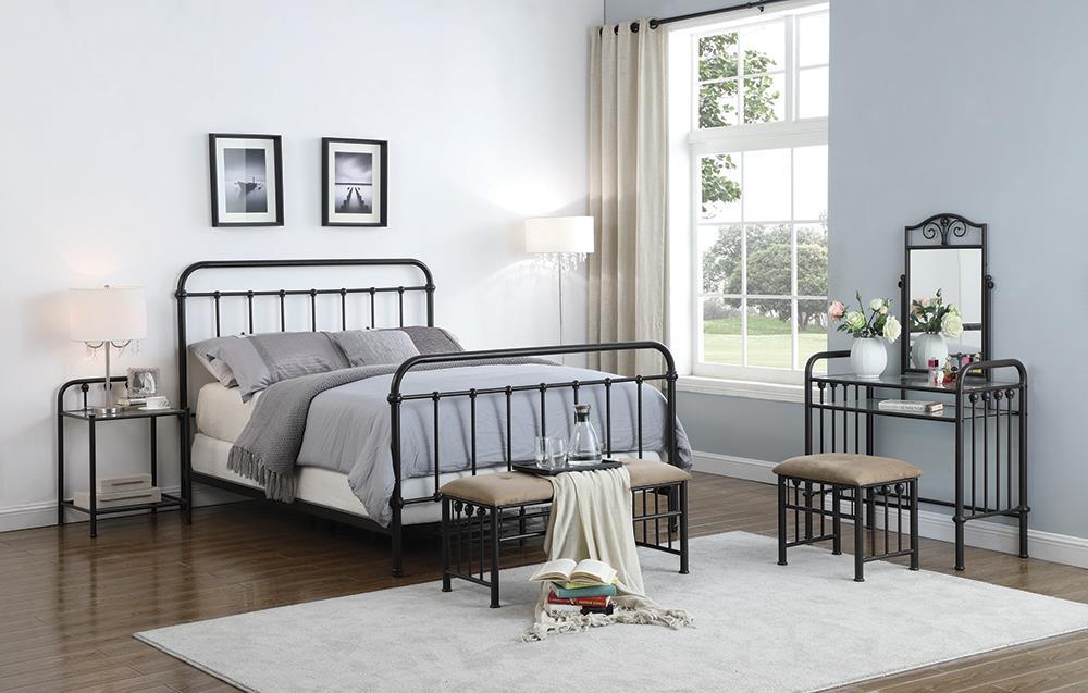 Livingston Transitional Dark Bronze Eastern King Bed - Eclectic 79 Furniture Store