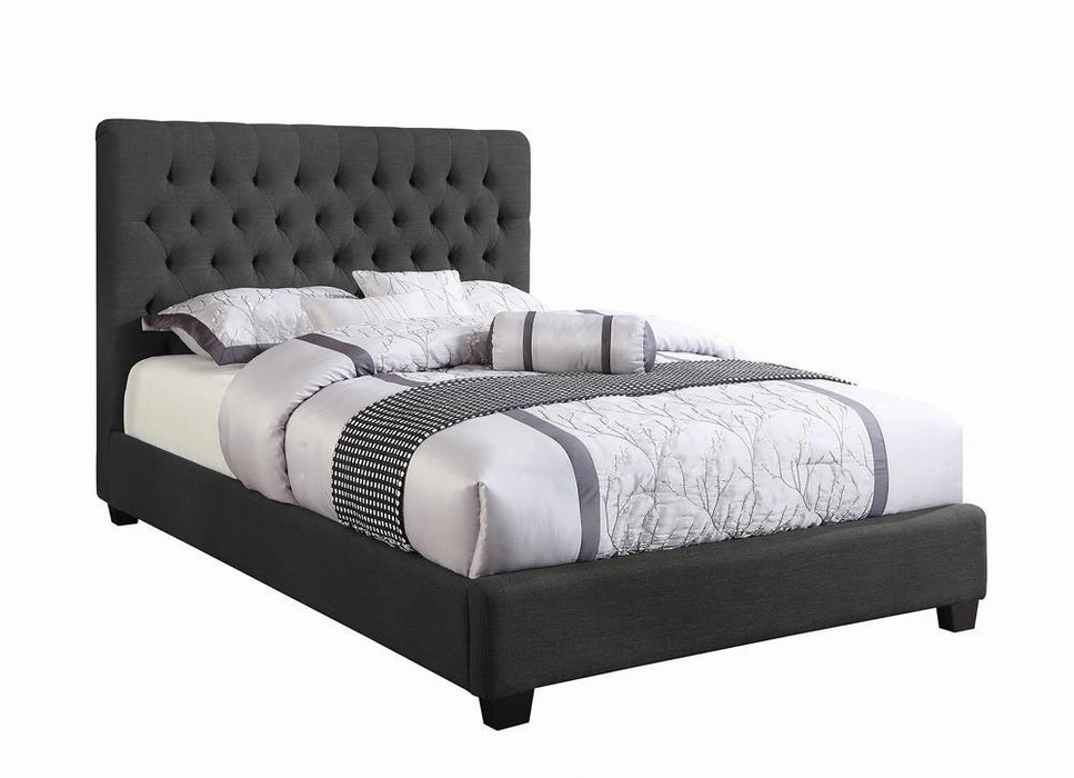 Chloe Charcoal Upholstered Queen Bed - Eclectic 79 Furniture Store