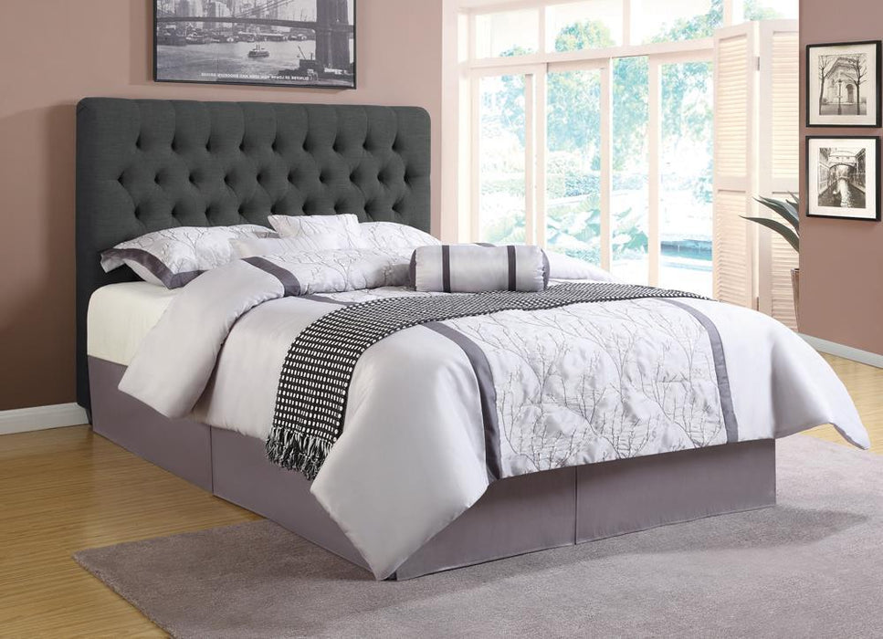 Chloe Charcoal Upholstered Queen Bed - Eclectic 79 Furniture Store