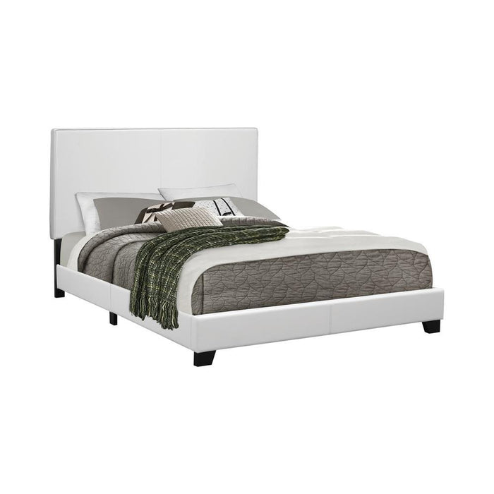 Mauve Upholstered Platform White Queen Bed - Eclectic 79 Furniture Store