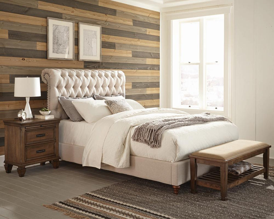 Devon Transitional Beige Queen Bed - Eclectic 79 Furniture Store