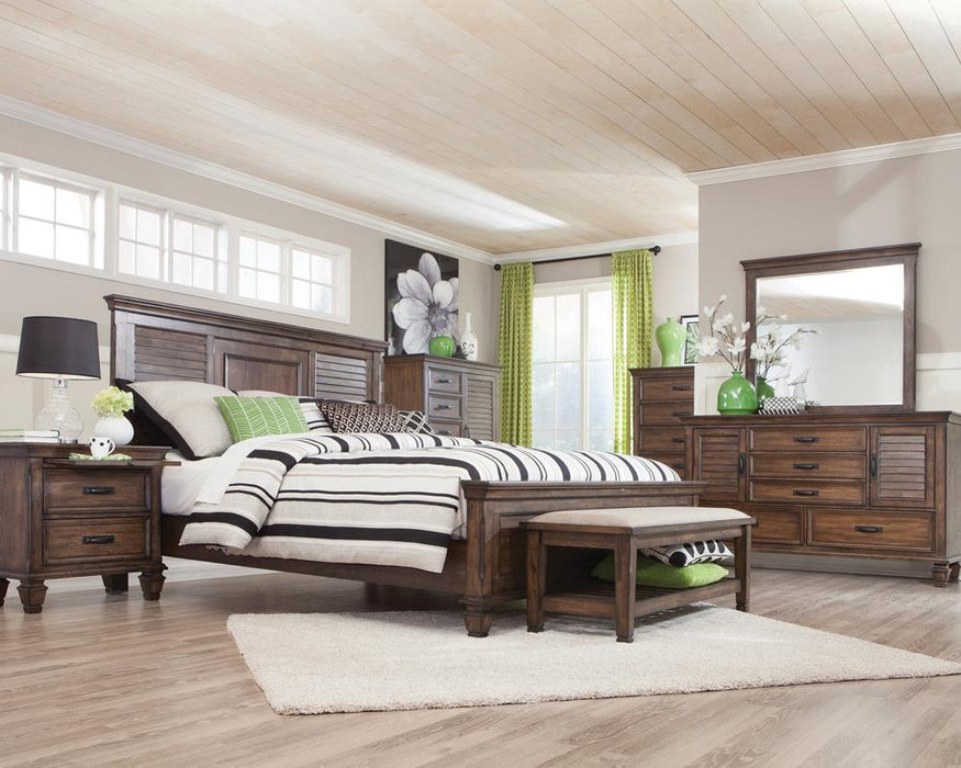 Franco Burnished Oak King Bed - Eclectic 79 Furniture Store