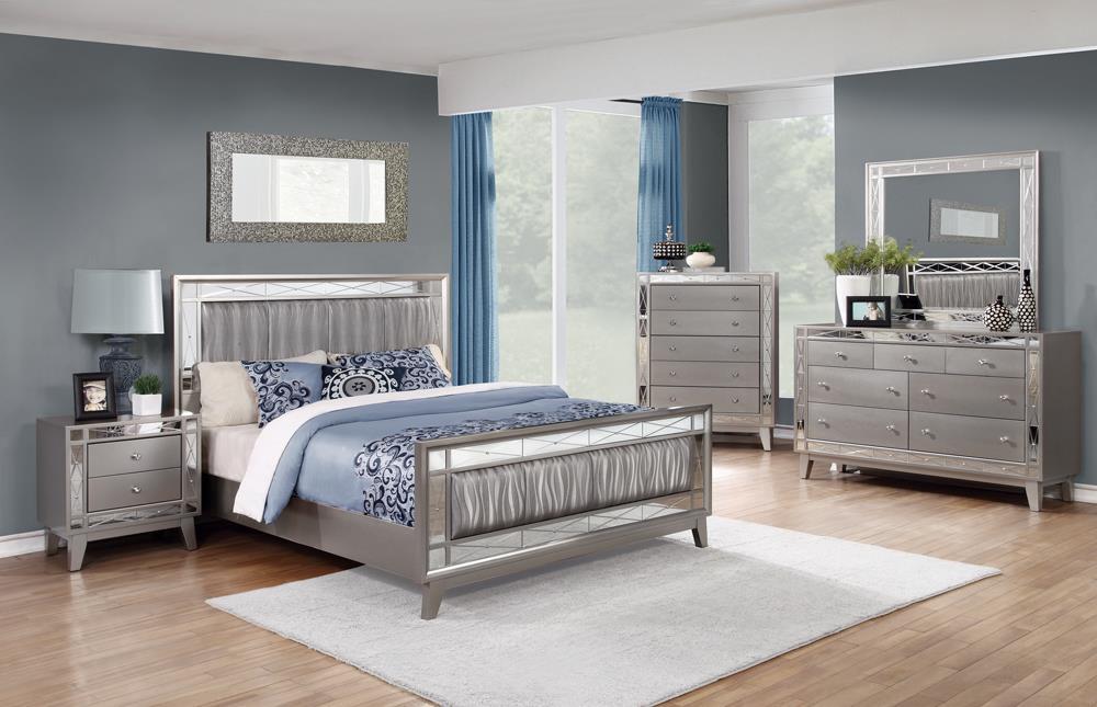 Leighton Contemporary Metallic Eastern King Bed - Eclectic 79 Furniture Store