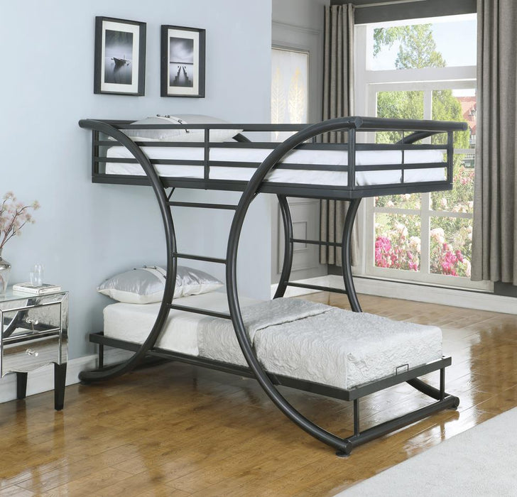 Stephan Contemporary Gunmetal Twin-over-Twin Bunk Bed - Eclectic 79 Furniture Store