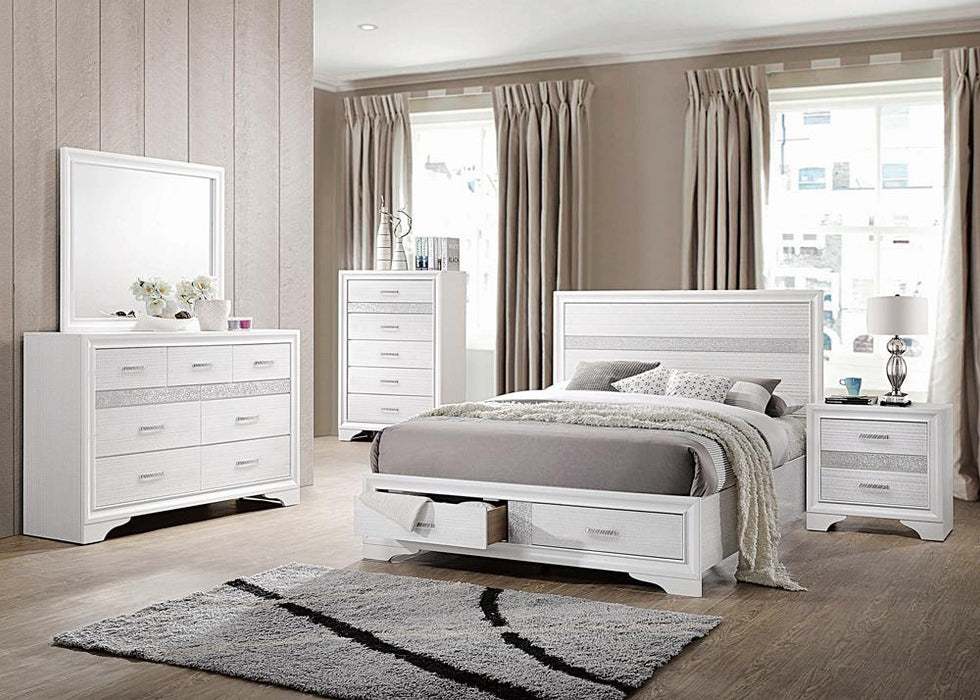 Miranda Contemporary White Eastern King Storage Bed - Eclectic 79 Furniture Store