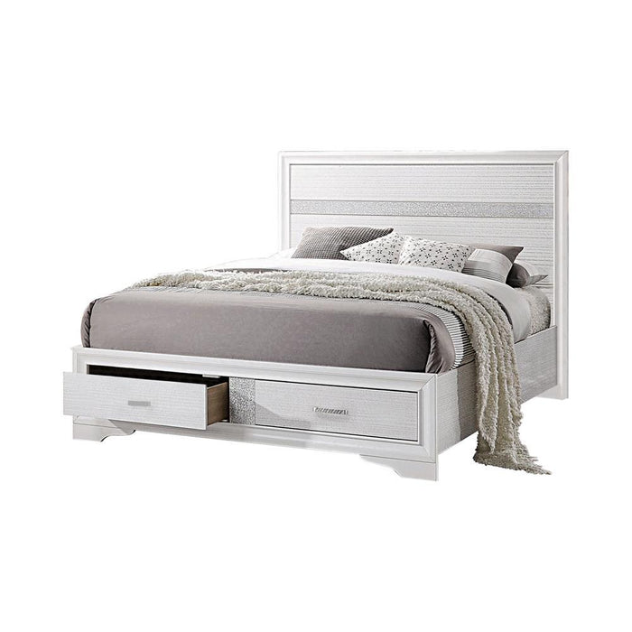 Miranda Contemporary White Eastern King Storage Bed - Eclectic 79 Furniture Store