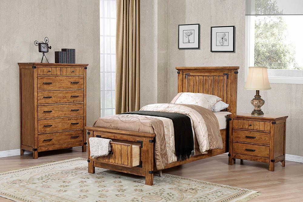 Brenner Rustic Honey Twin Bed - Eclectic 79 Furniture Store