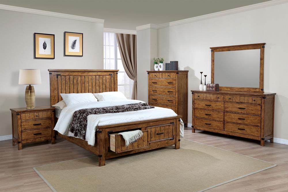 Brenner Rustic Honey Full Storage Bed - Eclectic 79 Furniture Store