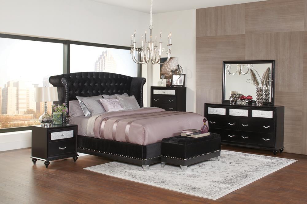 Barzini Black Upholstered King Bed - Eclectic 79 Furniture Store