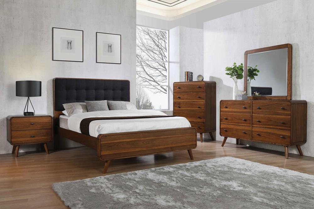 Robyn Mid-Century Modern Dark Walnut Queen Bed - Eclectic 79 Furniture Store