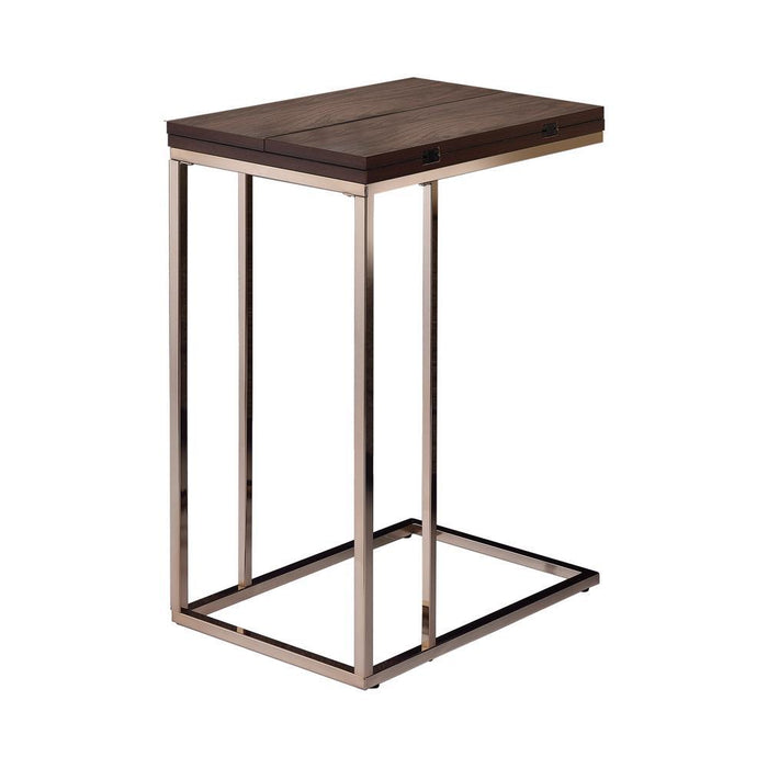 G902932 Contemporary Chocolate Chrome and Chestnut Snack Table - Eclectic 79 Furniture Store