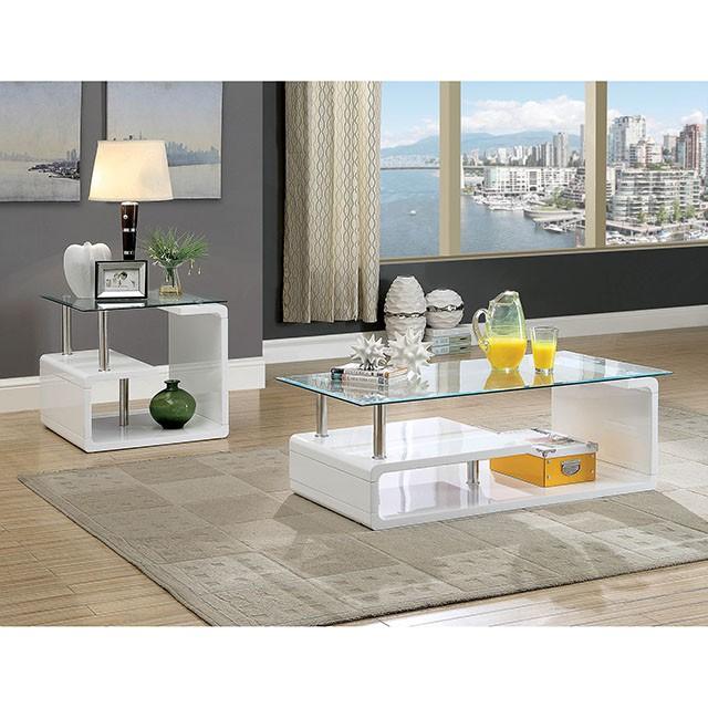 Torkel White/Chrome End Table