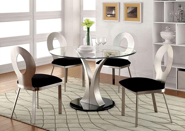 VALO Silver/Black Round Dining Table