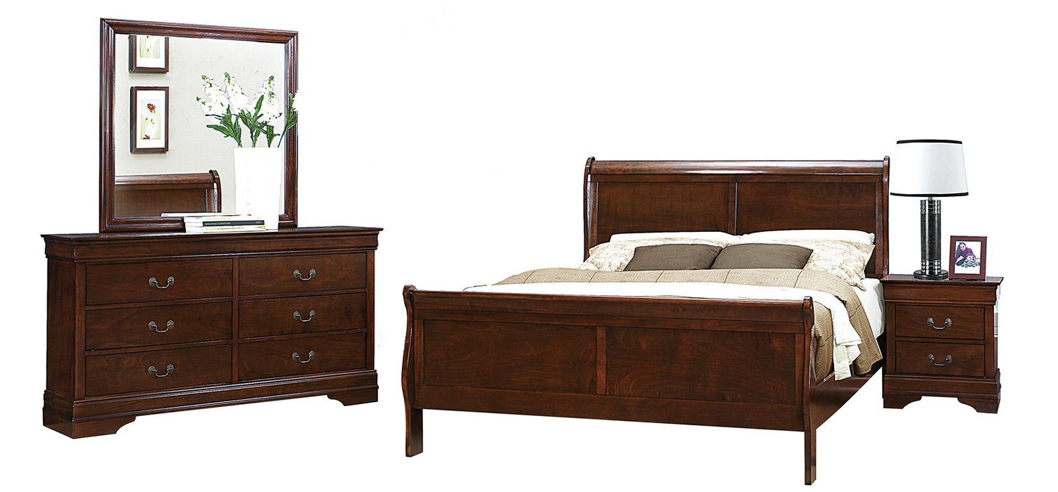 Mayville Queen Sleigh Bed in Brown Cherry