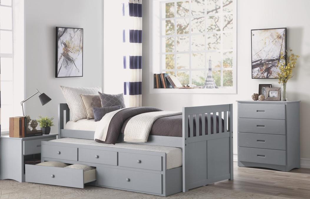 Orion Twin/Twin Trundle Bed w/ 2 Storage in Gray B2063PR-1*