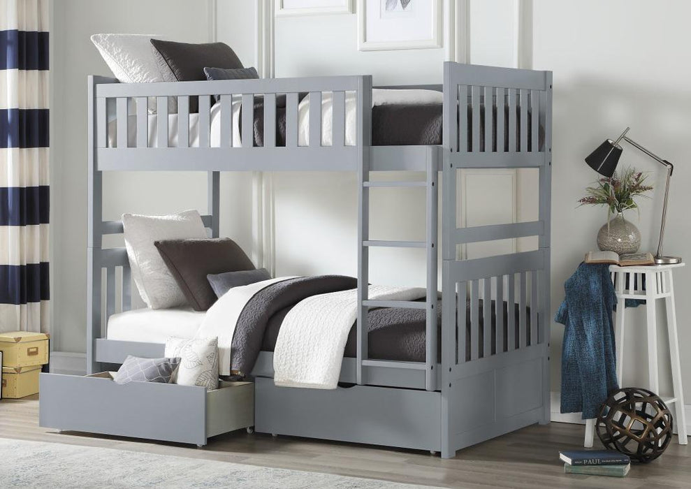 Orion Twin/Twin Bunk Bed with Storage Boxes in Gray B2063-1*T