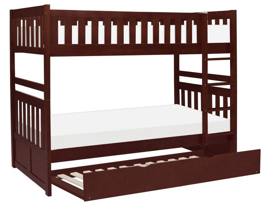 Rowe Twin/Twin Bunk Bed w/ Twin Trundle Bed in Dark Cherry B2013DC-1*R