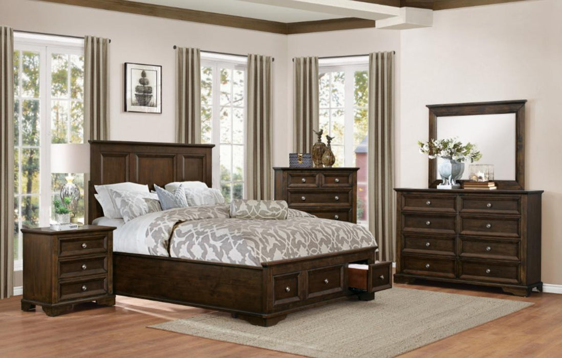 Eunice Queen Platform Bed with Footboard Storage in Espresso 1844DC-1*