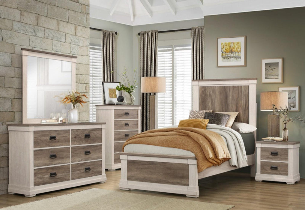 Arcadia Full Panel Bed in White & Weathered Gray 1677F-1*