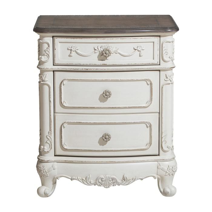 Cinderella Night Stand in Antique White with Grey Rub-Through image